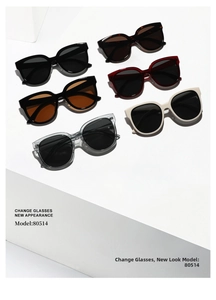 Multi-color vintage square oversized sunglasses collection in six different frame colors