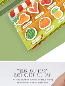 Detail showing fruit and vegetable puzzle pieces with quiet book tear-resistant texture