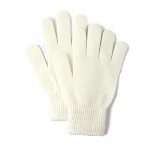 Winter warm knitted gloves in off-white featuring elastic ribbed cuffs for men and women