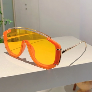 Oversized Integrated Sunglasses PC Metal Shield Trendy Fashion Eyewear For Women Men Y2K Style Outdoor Streetwear