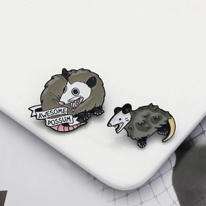 Opossum Enamel Brooch Pin Zinc Alloy Cartoon Animal Awesome Possum Funny Screaming Lapel Pins Jewelry For Backpack Hat Clothes