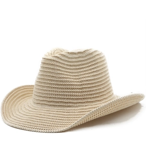 Women Men Woven Straw Fedora Hat Wide Brim Foldable Sun Protection Summer Beach Jazz Cowboy Style Breathable Outdoor