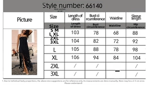 Size chart for high waist hollow polka dot midi dress showing S to XL measurements