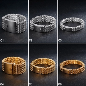 Men Braided Chain Bracelet 316L Stainless Steel Wheat Pattern Rectangular Box Clasp Punk Retro Hip Hop Jewelry