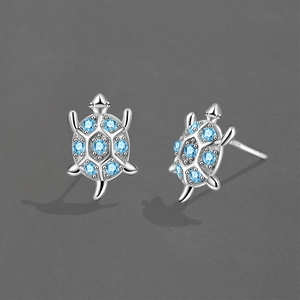 Orecchini A Lobo Tartaruga Con Perno In Argento Sterling 925 Rame Zircone Colorato Gioielli Animali Marini Per Donne Ragazze