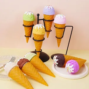 Artificial Ice Cream Cone Model Realistic PVC Fake Food Waffle Texture Photography Props Dessert Shop Window Display Decor