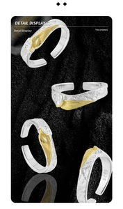 Makroaufnahme von S925 Sterlingsilber Ring mit zweifarbigem Goldakzent und Lavatextur