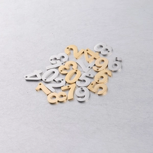 Polished gold and silver 0-9 number charms with top hole for jewelry making