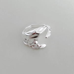 925 Sterling Silver Ring Irregular Liquid Molten Design Open Adjustable Minimalist Jewelry For Women