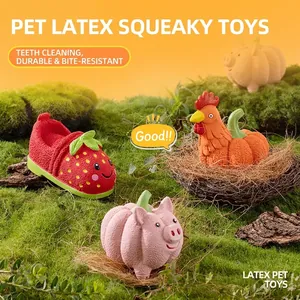 Latex squeaky dog toys in chicken and pig shapes for chewing and boredom relief