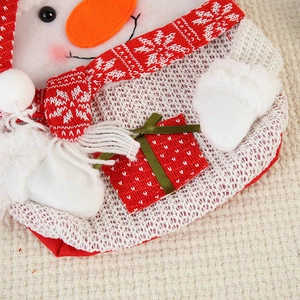 Festive Christmas gift bag with 3D snowman plush design and knitting details