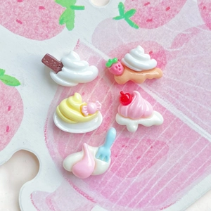 Miniature resin dessert charms with strawberry cupcakes and ice cream for DIY crafts