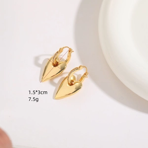 Polished 18K gold plated heart earrings with sparkling zircon inlay measuring 1.5x3cm