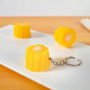 Realistic Corn Cob Simulation Food Model Keychain PVC Material Miniature Vegetable Toy Bag Pendant Photography Prop