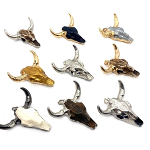 9 pcs of bull head natural stone acrylic pendants for DIY necklace jewelry making