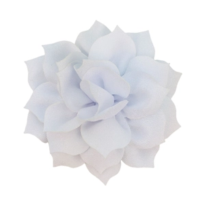 Detailed macro view of an 8cm white layered fabric lotus flower for DIY hair accessories