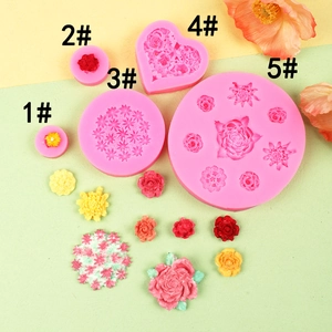 Moldes De Silicona Flores 3D Rosa Floral Corazón Redondo DIY Decoración Pasteles Fondant Chocolate Dulces Resina Arcilla Artesanía
