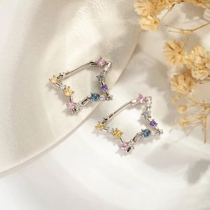 Star Constellation Cartilage Earring Copper Colorful Cubic Zirconia Helix Piercing Jewelry For Women Light Luxury Style