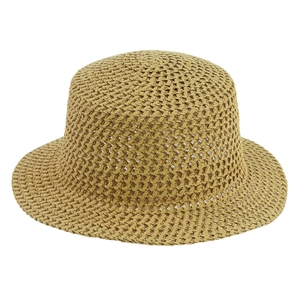 British style khaki Panama hat with hollow mesh weave and sun protection brim
