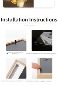 Installation detail of light wood DIY shadow box frame with acrylic and back panel