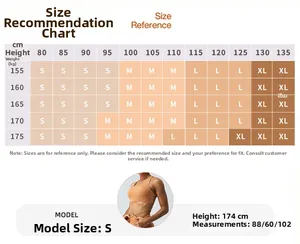 Detailed size reference chart for women's yoga sports bra with height and weight recommendations