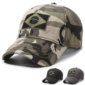 Men Camouflage Baseball Cap Sun Protection Adjustable Polyester Cotton Hat With Brazil Flag Patch