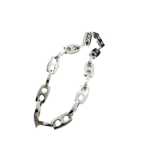 Polished 316L titanium steel chain bracelet with rectangular hollow links for men and women