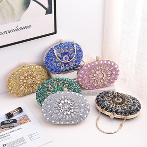 Luxurious floral crystal clutch bags in multiple colors for wedding evening parties