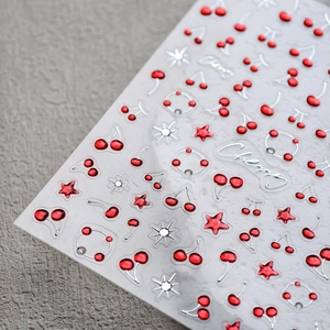 3D Kirsche Nagelkunst Aufkleber Geprägt Selbstklebend Stern Dekore DIY Maniküre Dekoration Süß Mode Für Frauen