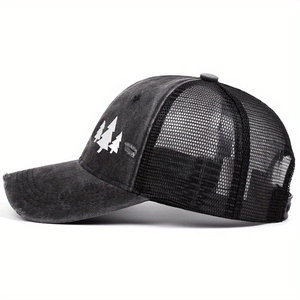 Casquette trucker vintage gris anthracite avec logo sapin et arrière en filet