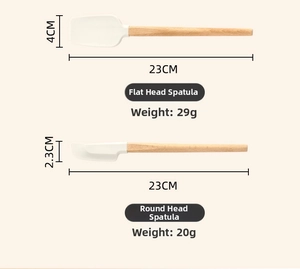 Detailed size specification for silicone spatulas with beechwood handles 23cm length