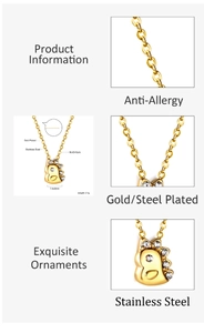 Fiche technique du collier dinosaure en acier inoxydable doré avec dimensions précises