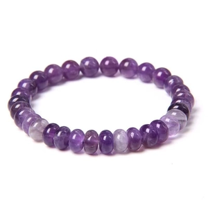 Bracelet en perles d'améthyste naturelle de 8mm avec pierres violettes polies et fil élastique