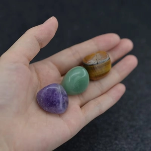 Set of 7 natural chakra stones including amethyst and tiger eye for yoga healing