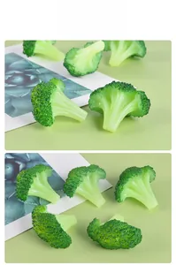 Macro shot of realistic green broccoli PVC model with detailed vegetable textures