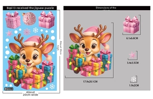 Detailed size specifications for Christmas deer window stickers and gift decals
