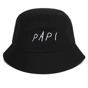Bucket Hat Cotton Papi Letter Embroidery Sun Protection Outdoor Casual Streetwear Unisex Fisherman Cap