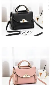 Détails des poignées rondes en métal et texture tissée sur sacs à main noir et rose