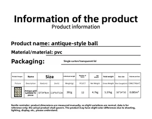 Detailed specifications for 8cm antique gold Christmas balls set of 12 pieces