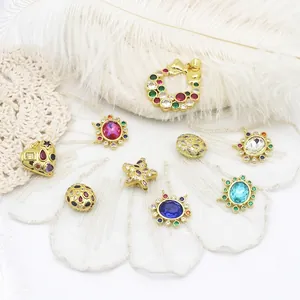 Colorful zircon jewelry pendants in heart and star shapes with 18K gold plating