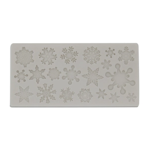 Light gray rectangular snowflake silicone mold for fondant cake and baking decorations