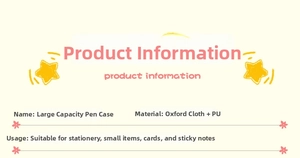 Detailed material specification of Oxford cloth and PU for large capacity pencil case