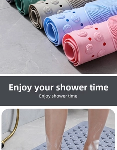 Close-up of non-slip bathroom mat texture with suction cups and flexible TPE material