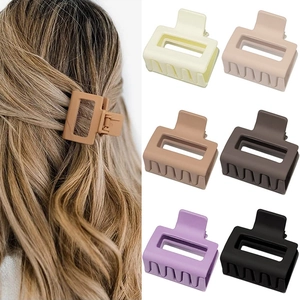 Matte square hair claw clips in 6 Morandi colors with model styling back view