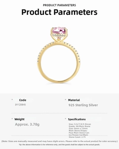 Macro detail of S925 silver ring featuring 2.75ct pear-cut pink ice zircon stone