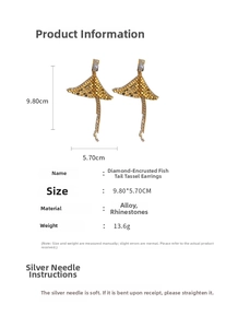 Detailed dimensions and weight specifications of fish tail tassel drop earrings
