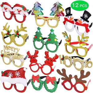 Set of 12 glittery Christmas party eyewear frames including Santa and Reindeer designs