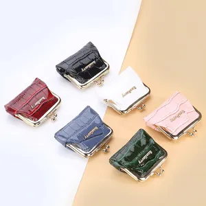 Glossy crocodile pattern tinplate mini coin purses with golden metal clasp in six colors