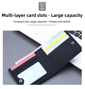 Detail view of the multi-slot black canvas wallet interior showing the card slots and window