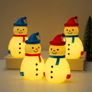 Veilleuses bonshommes de neige à LED avec anneau de suspension pour déco de Noël festive